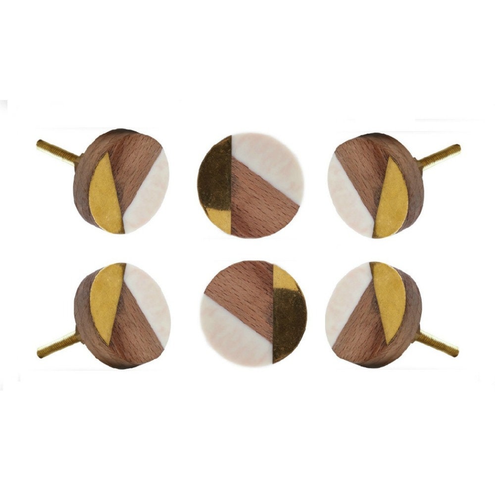 Satz von 6 Schrank Knöpfe weiß und Goldene Premium Schublade | Etsy