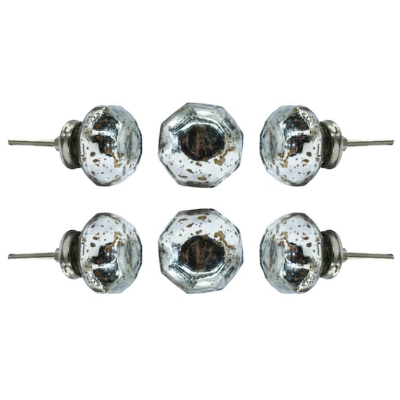 Set of 6 Knobs Mirror Round Premium Drawer Cupboard Etsy