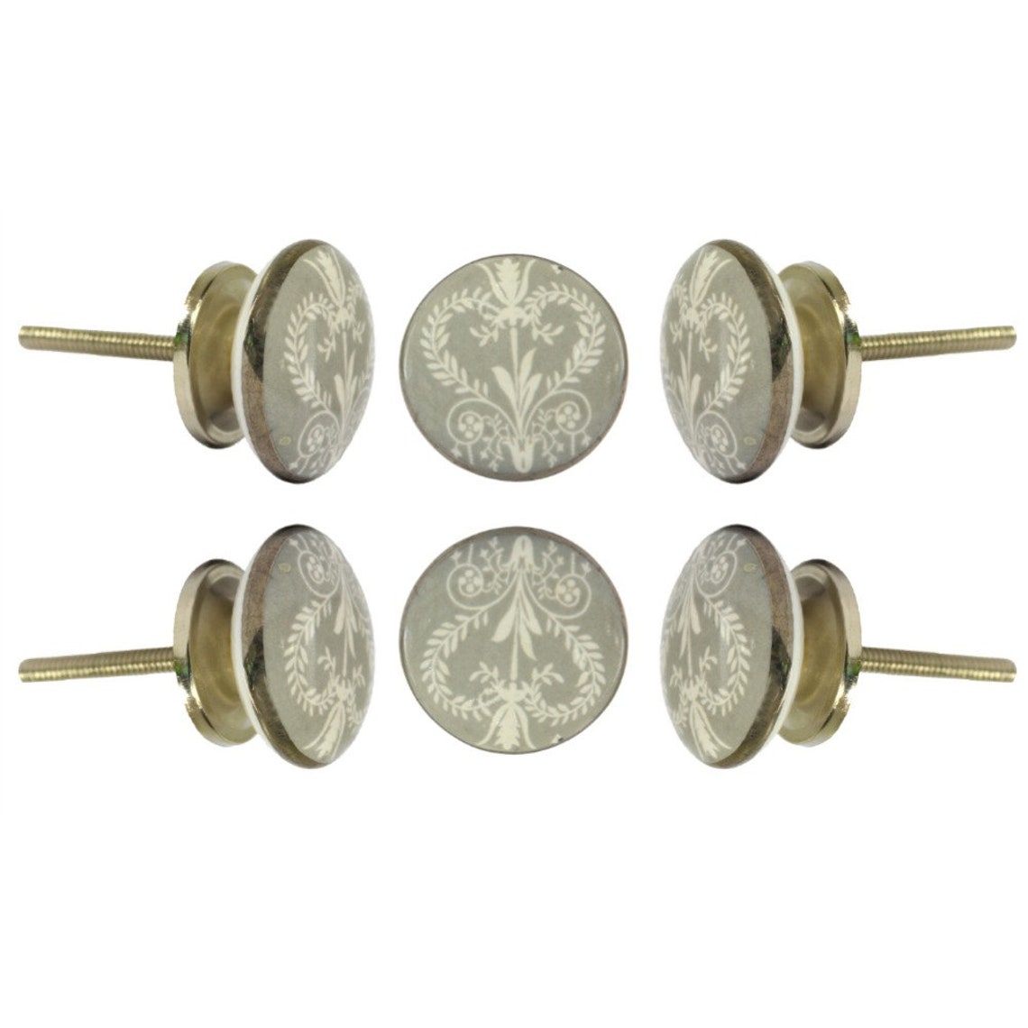 Set of 6 Knobs Grey Designer Ceramic Finished Premium Etsy