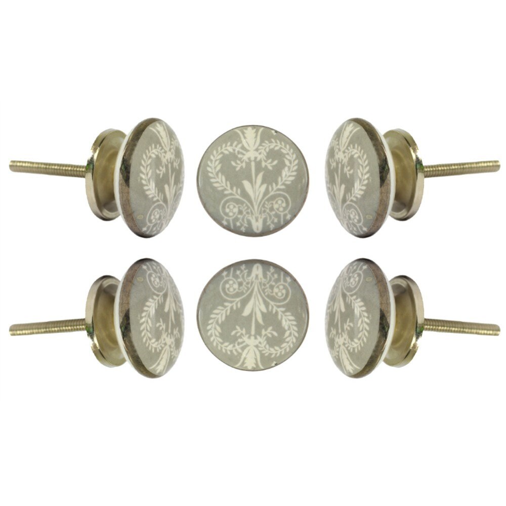 Set of 6 Knobs Grey Designer Ceramic Finished Premium Etsy
