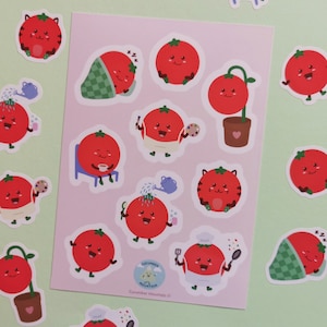 Cute Tomatoes Sticker Sheet | Small Tomato Planner / Journal Stickers | A6 Sheet
