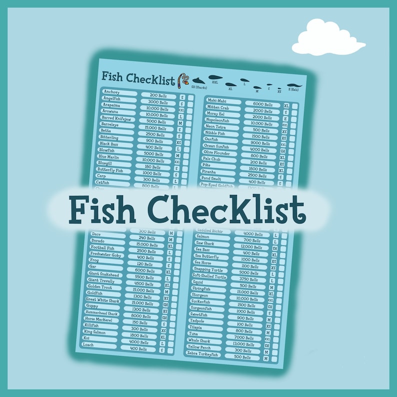 Animal Crossing Fish List New Horizons ACNH Printable List Etsy