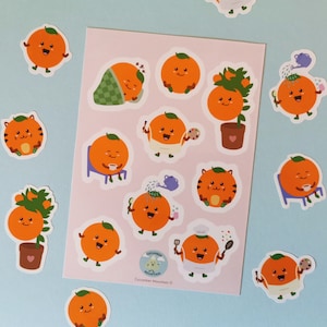 Cute Oranges A6 Sticker Sheet | Small Orange Planner / Journal Stickers | A6 Sheet