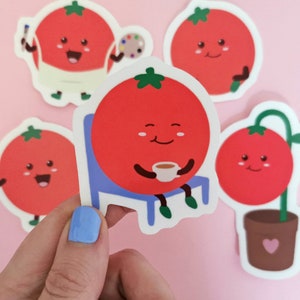 Cute Tomatoes Glossy Individual Die Cut Stickers