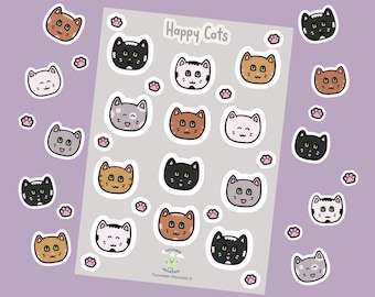 Cute Cats | Sticker Sheet, Planner Stickers - Etsy
