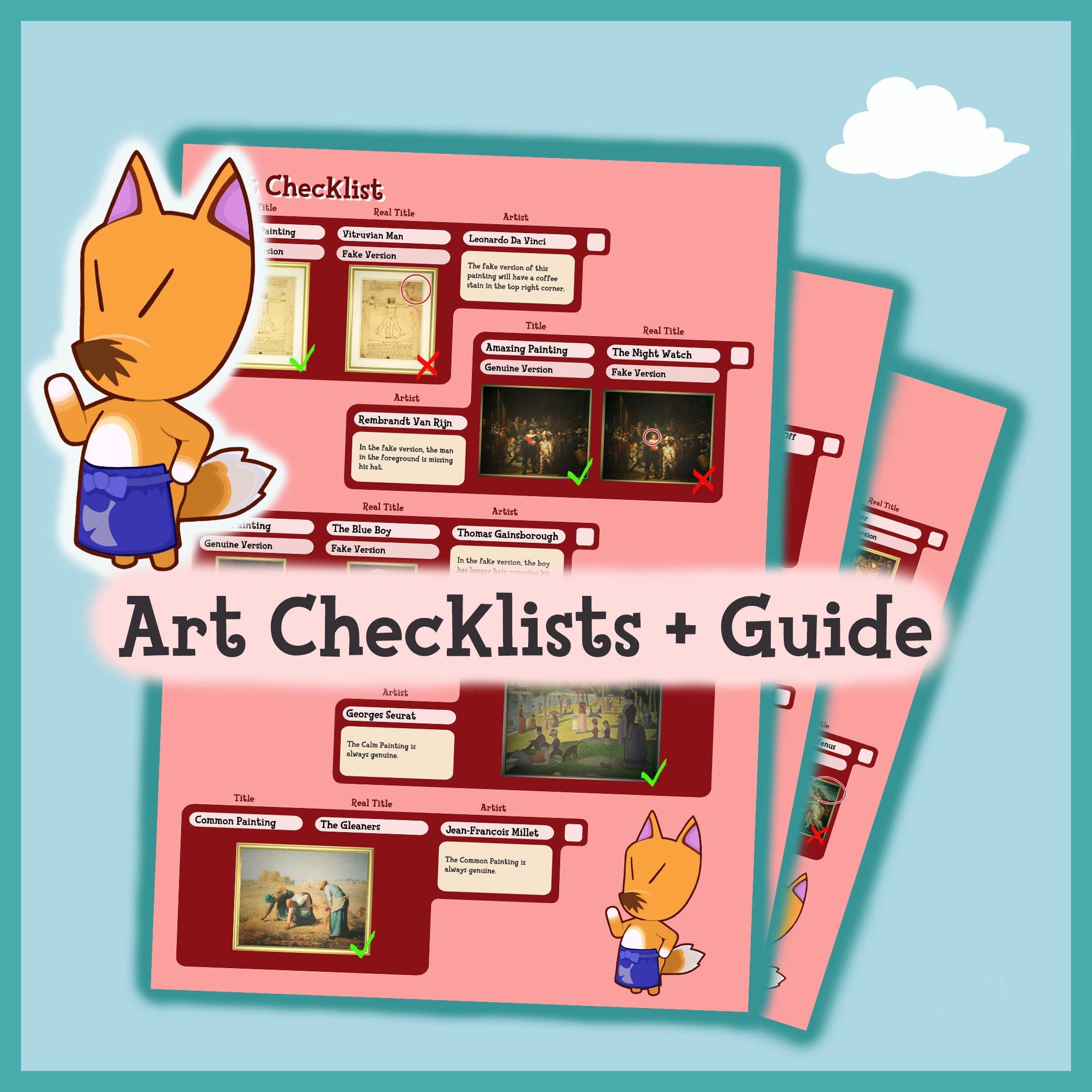 Animal Crossing Art List Guide New Horizons ACNH Etsy