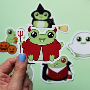 Cute Spooky Halloween Frogs Stickers | Individual Frog Stickers