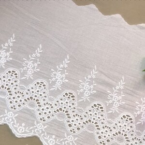 Cotton English Lace, Cotton Embroidery Eyelet Lace Trim, Width 38cm, By Meters