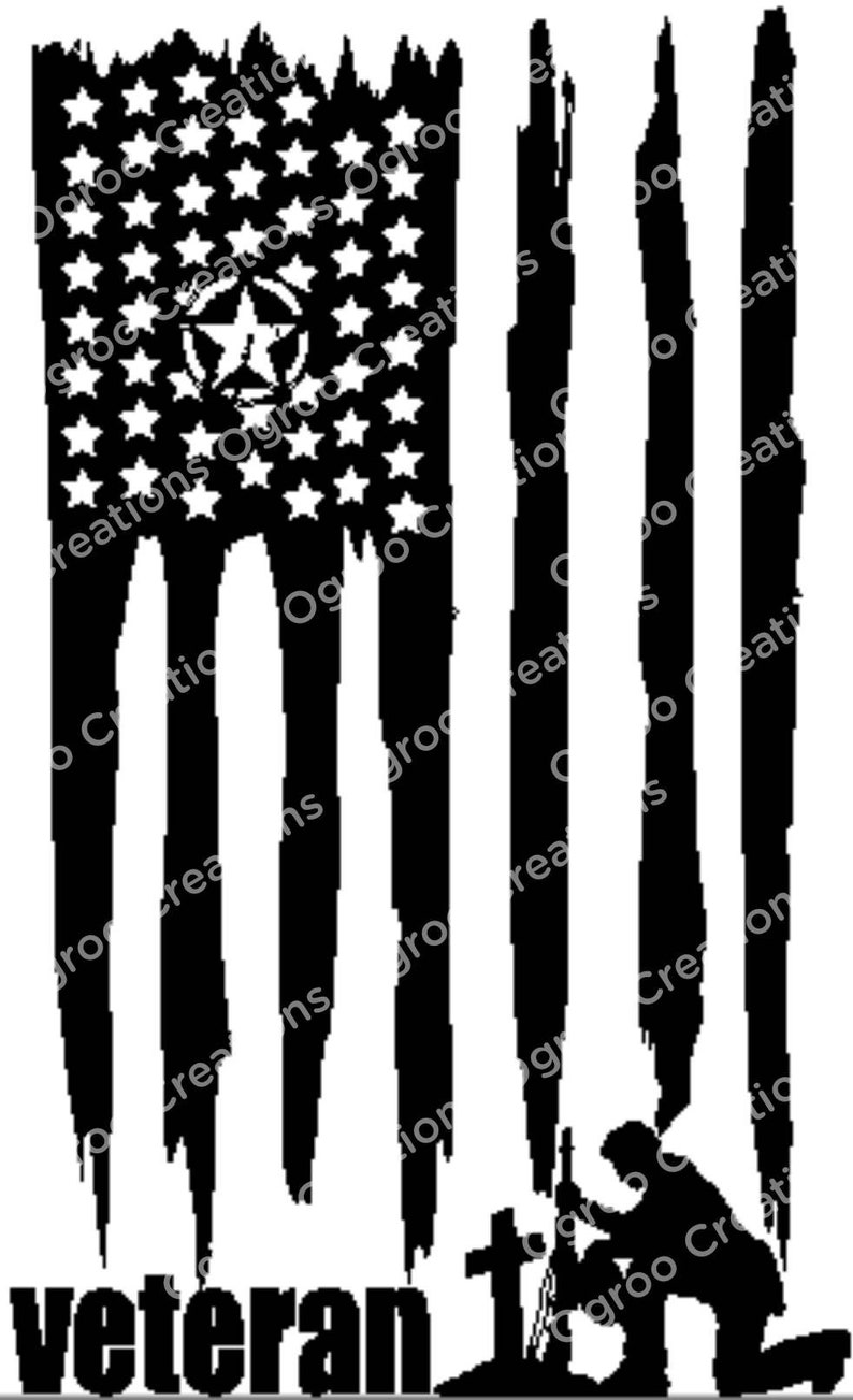 Download Veteran American Flag 2d dxf svg for cnc | Etsy