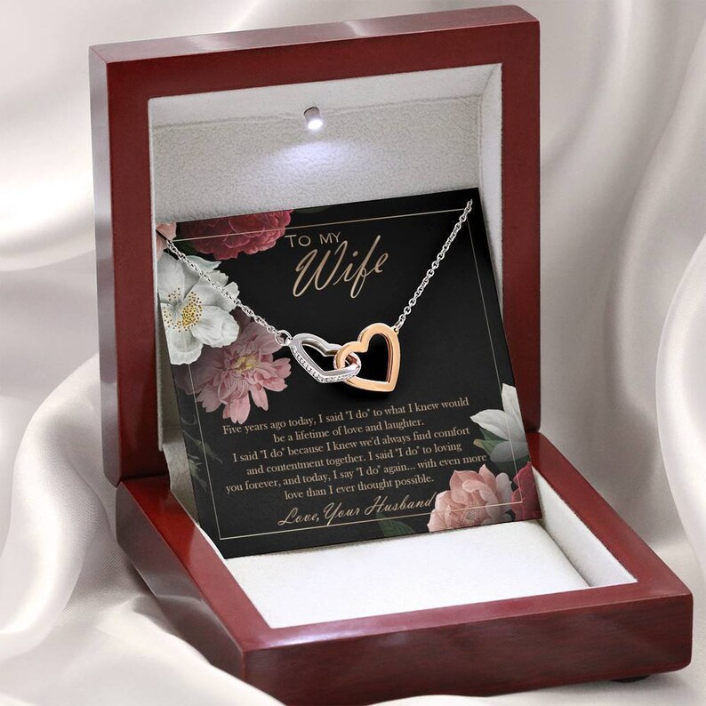 5 Year Anniversary Jewelry Gift 5th Anniversary Gift For Wife 5th Wedding Anniversary Card 5 Year Anniversary Gift Ideas For Her