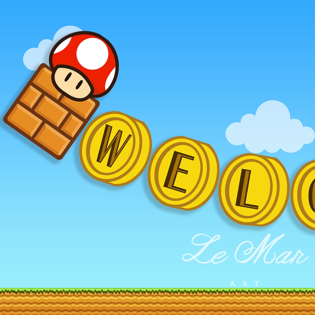 Super Mario Bros Welcome Birthday Party Bunting 