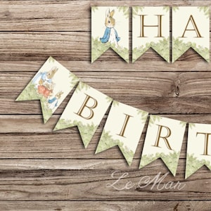 Peter rabbit festa di compleanno bunting / "buon compleanno" bunting banner DIGITAL DOWNLOAD