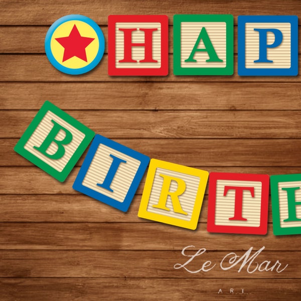 Toy Story birthday banner / "happy birthday" alphabet blocks bunting banner  DIGITAL DOWNLOAD