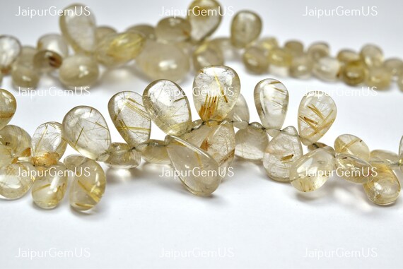 9インチストランド、最高品質、100%天然ゴールデンルチルクォーツ