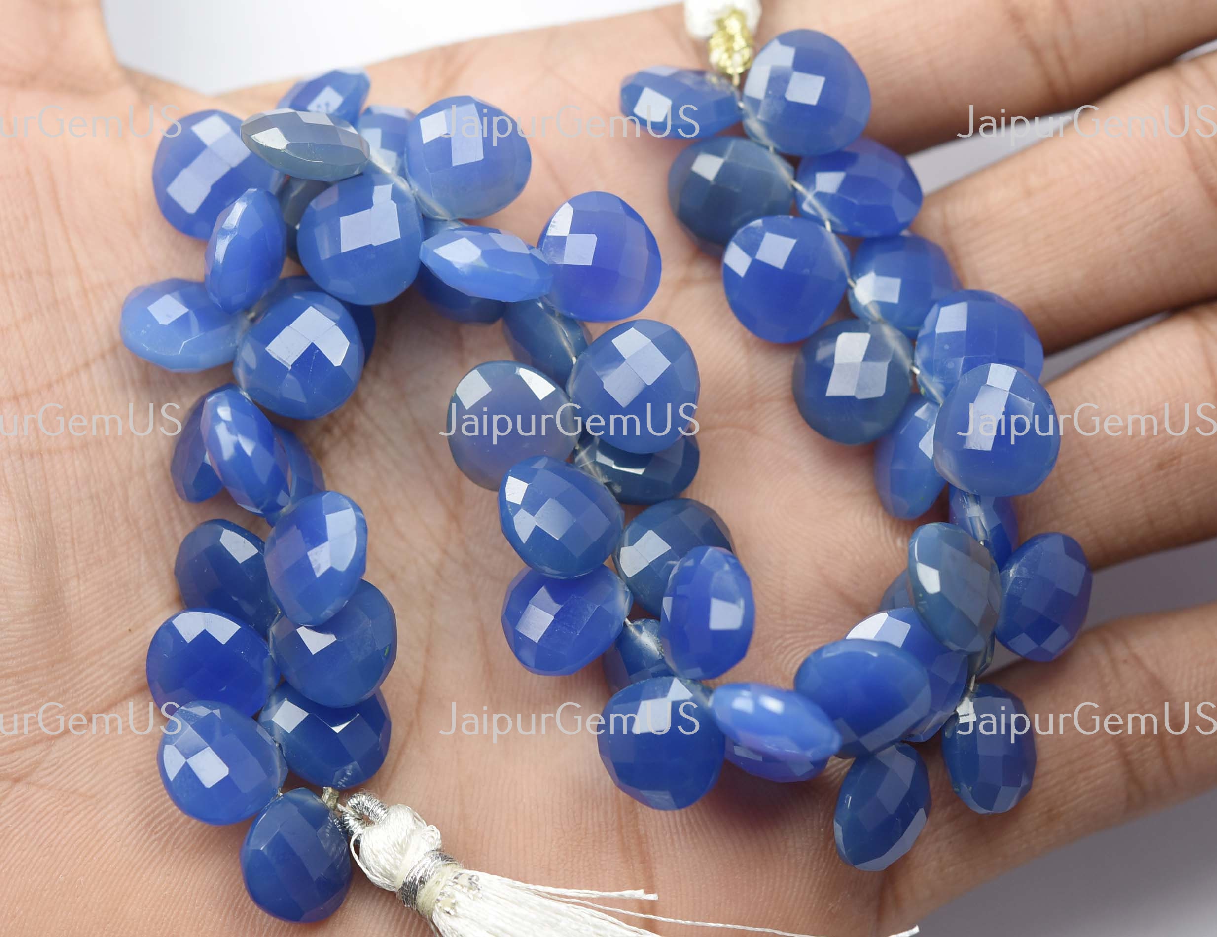 ブルーカルセドニー　ハート 天然ブルーカルセドニー ハートシェイプ 20 mm ブリオレット シングル