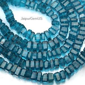 7 Inch Strand, Super Finest Quality, Peacock Blue Hydro Quartz Faceted Fancy Nugget Shape Beads, Size-8.00-9.00mm Approx