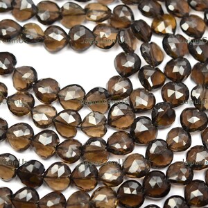 8 inch streng, super beste kwaliteit, 100% natuurlijke rokerige kwarts facet fancy goede hart vorm kralen, grootte-8.00mm ongeveer