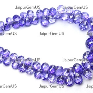 Filo da 6,50 pollici, qualità Super AAA +, perline sfaccettate a forma di pera di quarzo corindone di colore viola, dimensioni-6,00-9,00 mm circa