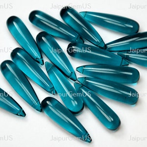 3 Match Pair, Finest Quality, Peacock Blue Hydro Quartz Fancy Smooth Drop Shape Beads, Size-8x30mm