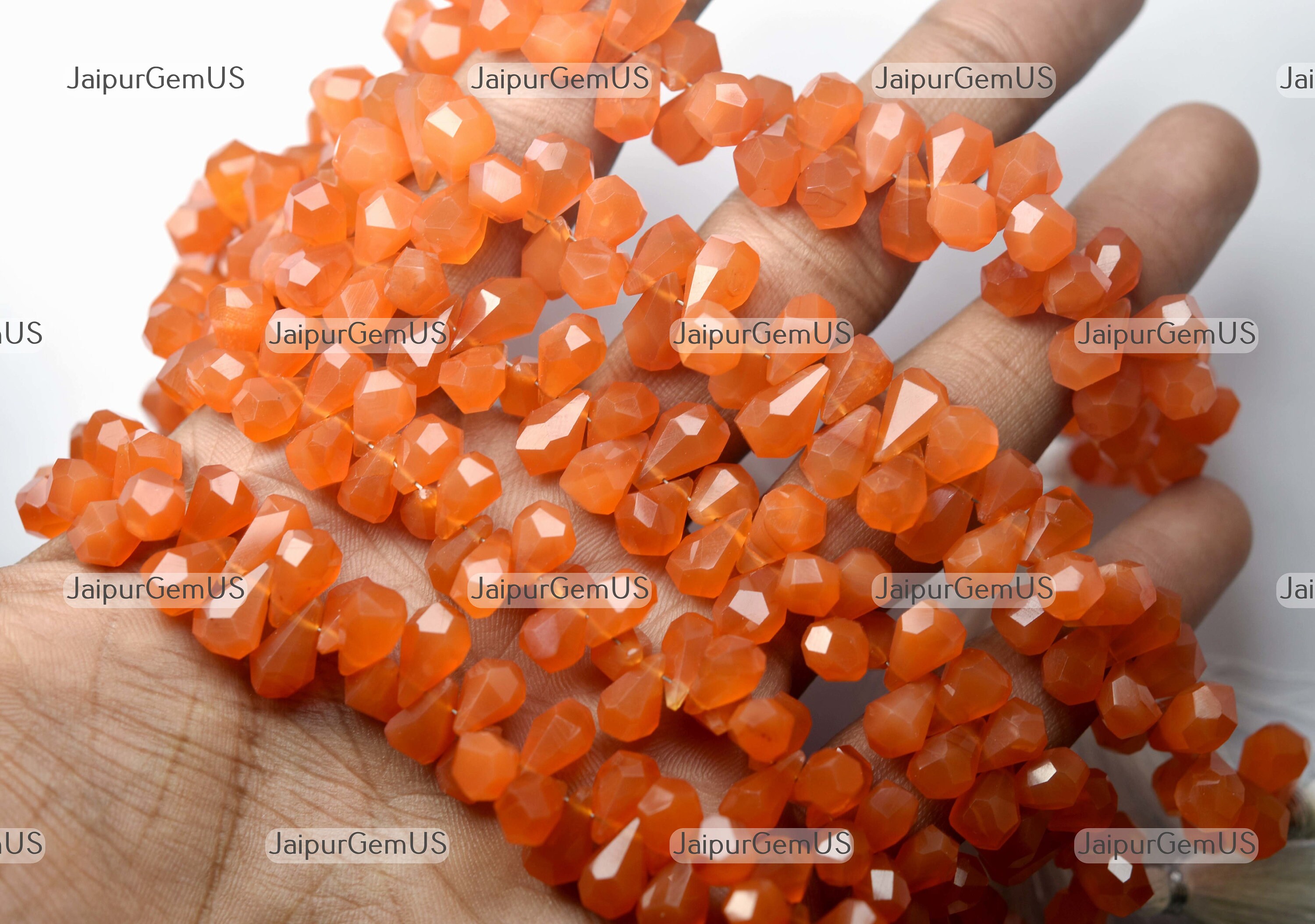 Corniola Striata - Filo Di Sfere Sfaccettate Da 4mm - Fili Di Pietre E Perline - Pietre Dure - Foto 4