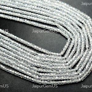 13 Inches Strand, Gorgeous Quality, White Zircon Faceted Fancy Rondelle Shape Beads, Size-3.00mm