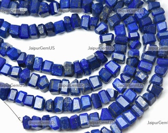 100% Natural Lapis lazuli Gorgeous Quality, Gemstone Faceted Fancy Nuggets Shape Beads, 7 Inch Strand Size-7-9mm Approx