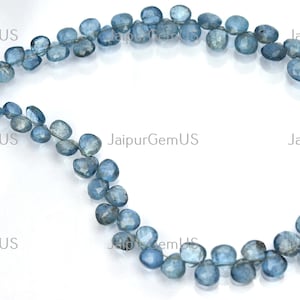 9 Inch Strand, AAA+ Quality, Natural Moss Aquamarine Gemstones Faceted Fancy Heart Shape Beads, Size-4.00-8.00mm Approx (AQ-075)