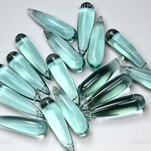 3 Match Pair, Finest Quality, Green Amethyst Quartz Fancy Smooth Drop Shape Beads, Size-8x30mm