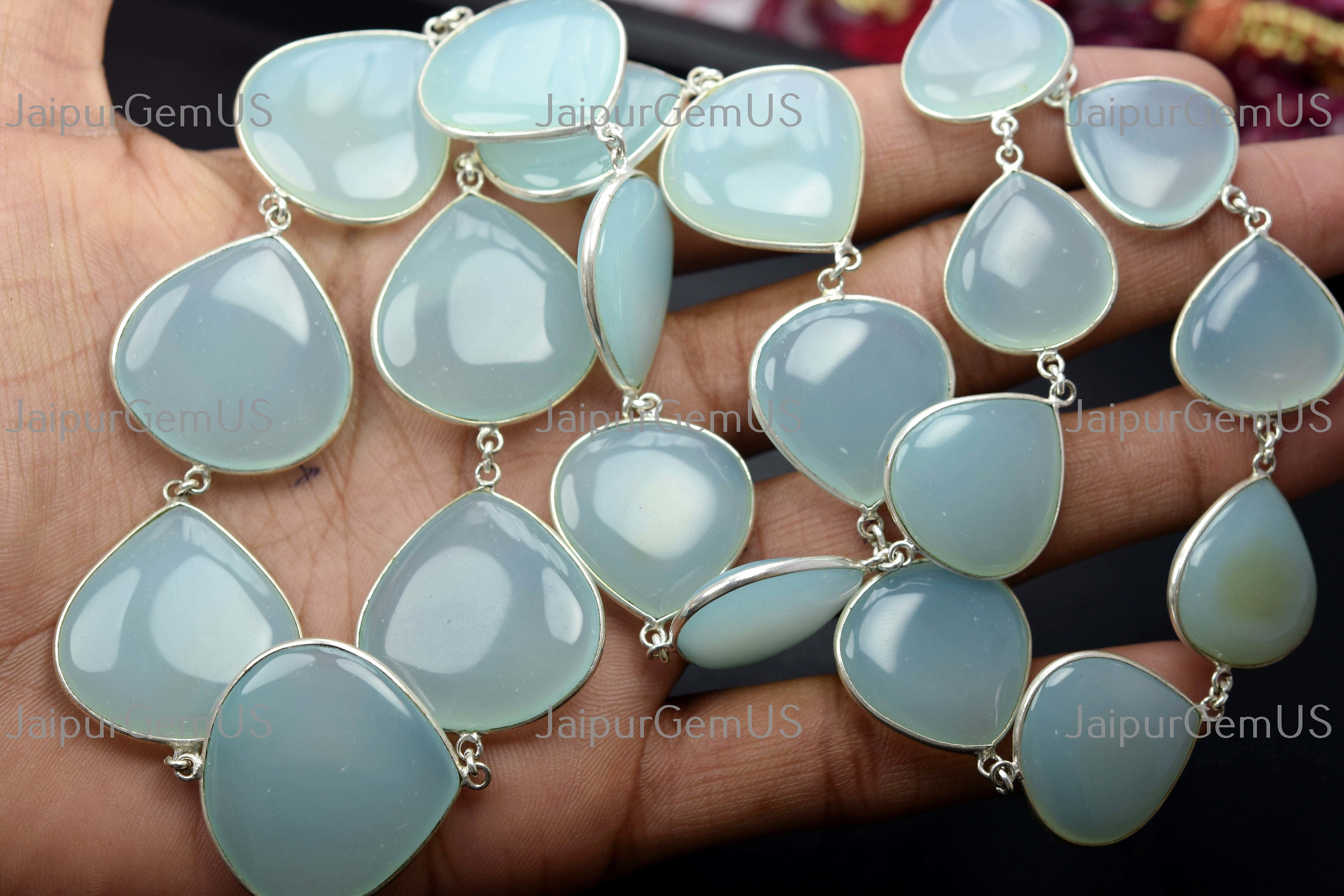 ブルーカルセドニー　ハート シーブルーカルセドニー ハート型ペンダントトップ18×18×9mm Silver925