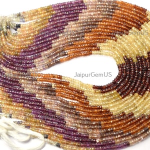 13 Inches Strand, AAA+ Super Quality, 100% Natural Tundra Sapphire Mixed Garnet Faceted Rondelle Shape Beads, Size-3.50mm Approx (SP-106)
