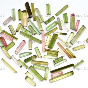 65 Pieces Gemstones Lot, AAA Quality, Natural Multi Tourmaline Undrilled Fancy Stick Shape Gems, Size-7-18mm Approx (Tourmaline-074)