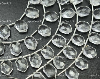 5 Matched Pair, Super Finest Quality, Natural Crystal Quartz Faceted Fancy Hexagon Shape Beads, Size-8x12mm Approx