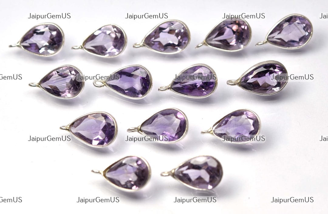 925 スターリング シルバー、100% 天然ピンク アメジスト ジェムカット