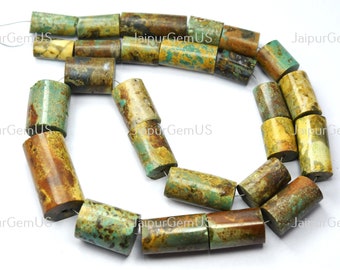 17 Inch Strand, Gorgeous Quality, Natural Turquoise Smooth Tube Shape Beads, Size-12-26mm (TRQ-010)