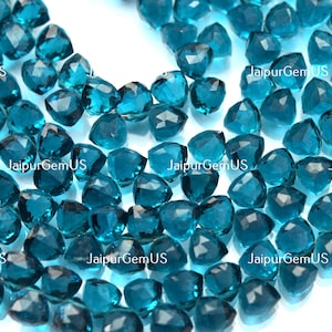 5 Matched Pairs, Super Finest Quality, Peacock Blue Quartz Faceted Fancy Trillion Shape Beads, Size-8.00mm Approx