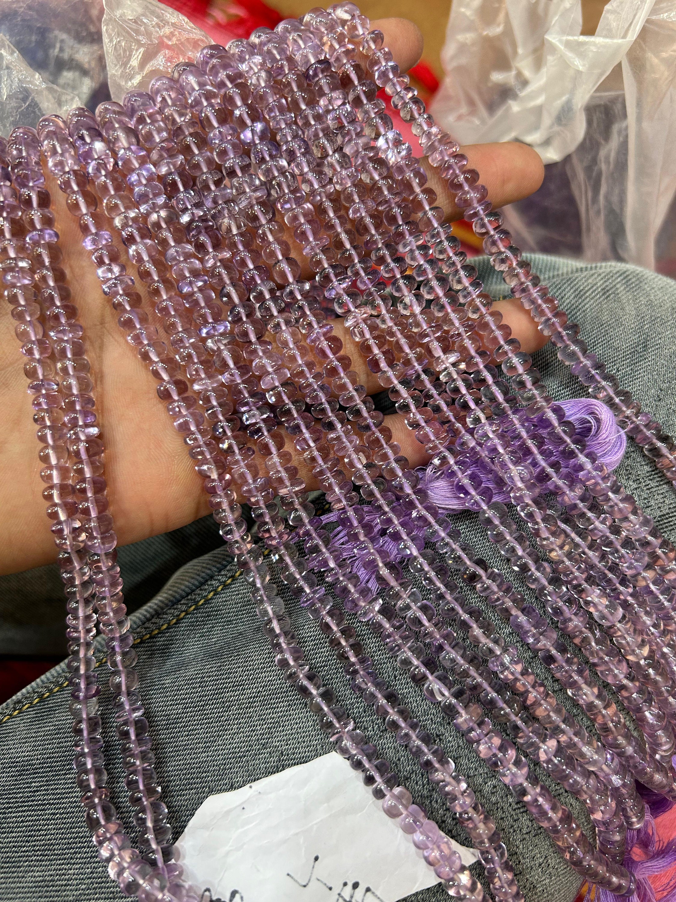 100% 天然ピンクアメジスト宝石、14 インチストランド、超ゴージャスな