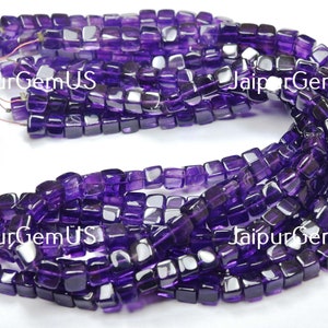 16 Inch Strand, Finest Quality, Natural Amethyst Smooth Fancy Box Shape Beads, Size-5.00mm