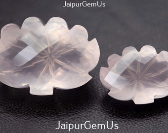 46 Carats 2 Pieces Gems Set, Super AAA Quality, Natural Rose Quartz Faceted Cut Carving Fancy Shape Gems, Size-13x18-17x25mm Approx (CS-189)