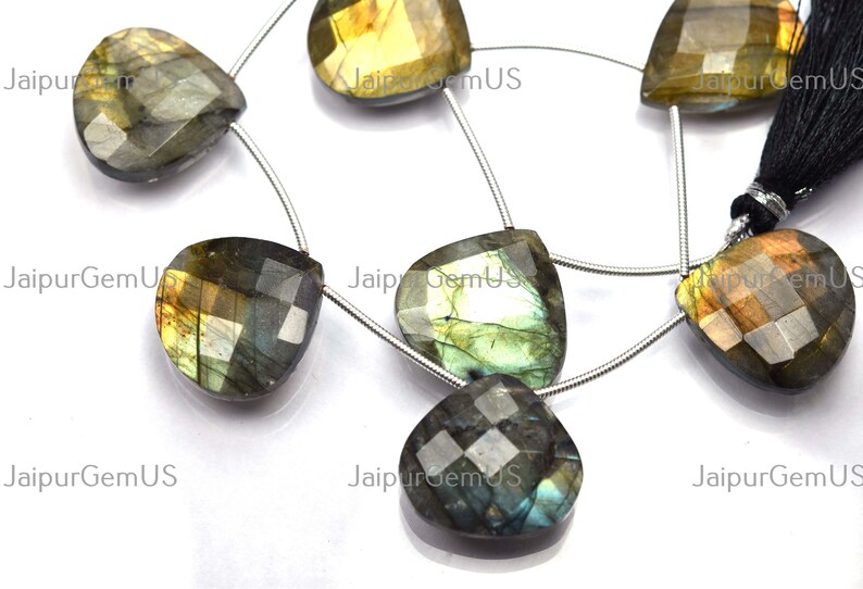 Very Good Quality Size-20-21mm Approx Natural Labradorite Faceted Fancy Heart Shape Beads 7 Pieces Strand 7 Inch LB-087