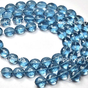 7 inch streng, beste kwaliteit, Londenblauwe kwarts gefacetteerde mooie trommelvormige kralen, formaat: 9 x 11 mm