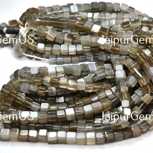 16 Inch Strand, Finest Quality, Natural Grey Moonstone Fancy Box Smooth Shape Beads, Size-4-5mm
