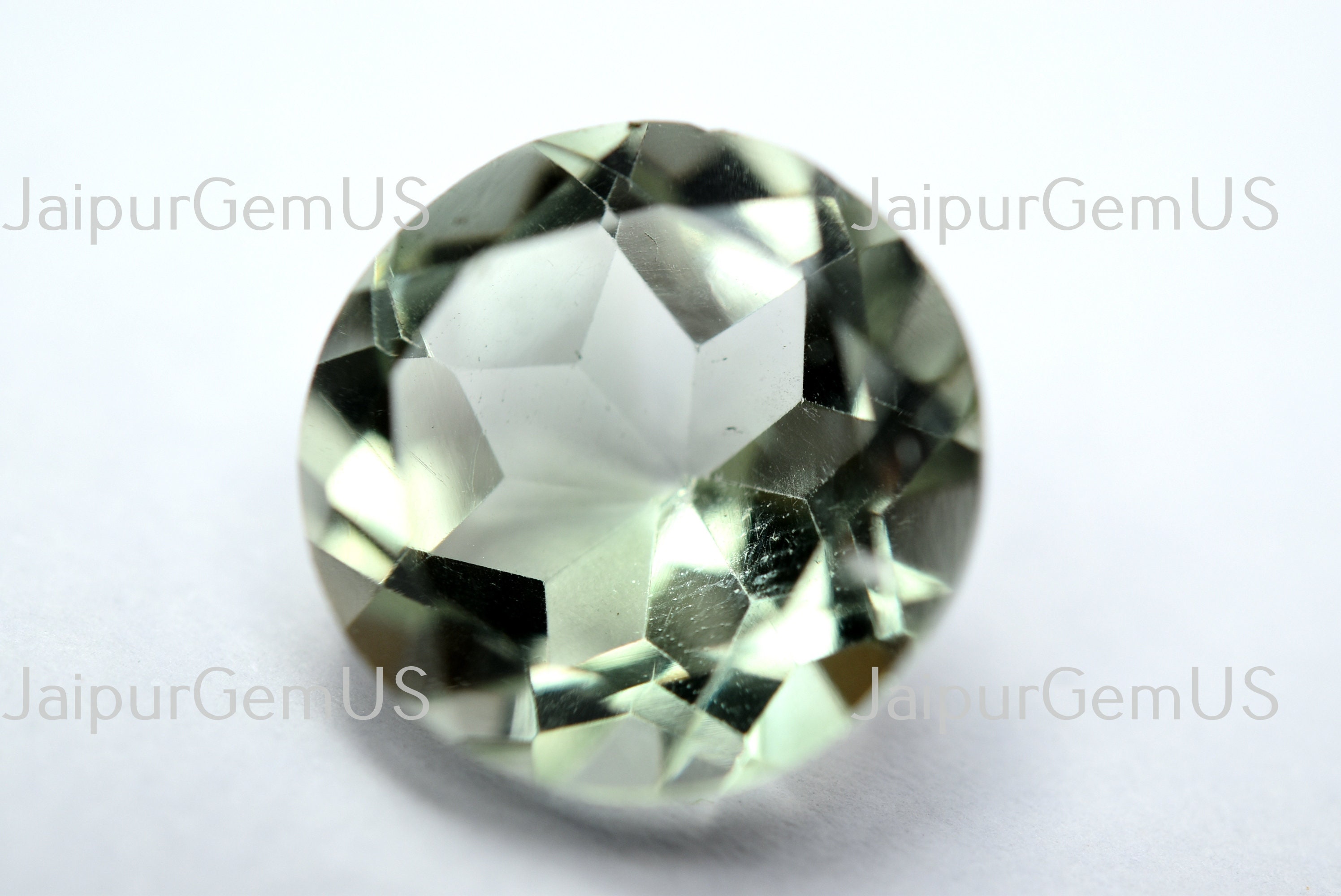 宝石 1 個、AAA+ 品質、天然グリーン アメジスト宝石ファセット コイン