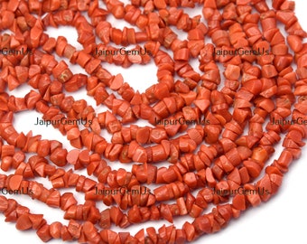 18 Inches Strand, Finest Quality, 100% Natural Coral Rough Uncut Nuggets Shape Beads, Size-4.00-5.00mm Approx