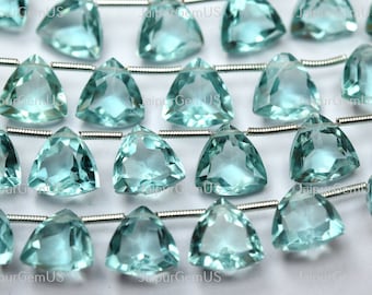 Par de 5 cuentas de cuarzo amatista verde de la mejor calidad, talladas en forma de trillón, facetadas y elegantes, tamaño 10,00 mm