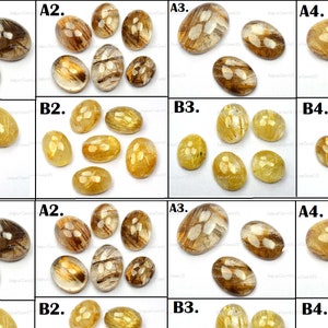 La mejor calidad, oro natural rutilo cuarzo liso forma ovalada lote de cabujón (listados de variaciones)