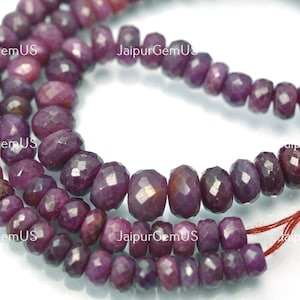 14 Inches Strand, Natural African Ruby Gemstone Faceted Rondelle Shape Beads, Size-4.50-7.00mm Approx (Ruby-020)