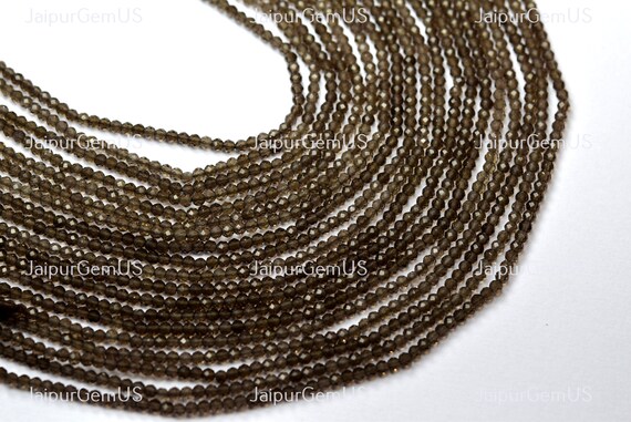 13 インチ ストランド、AAA+ 品質、天然スモーキークォーツ ファセット