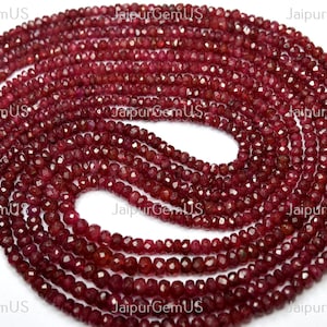 16 Inches Strand, Super Finest Quality, Natural Red Spinel Fancy Faceted Rondelle Shape Beads, Size-2.50-4.50mm (SP-028)