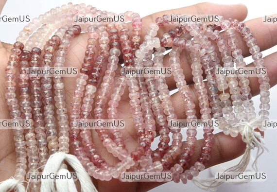 14 インチ ストランド、最高品質、100% 天然ストロベリー クォーツ