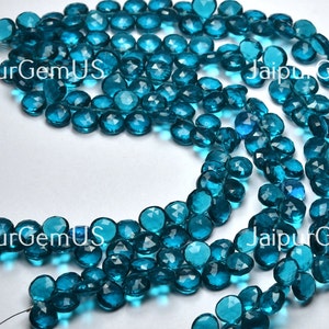5 Matched Pair, Finest Quality, Peacock Blue Quartz Faceted Fancy Heart Shape Beads, Size-8.00mm